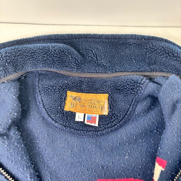 BEAR RIDGE OUTFITTERS Fleece Jacket MADE IN USA Stars American Flag Men’s Large - Picture 3 of 5